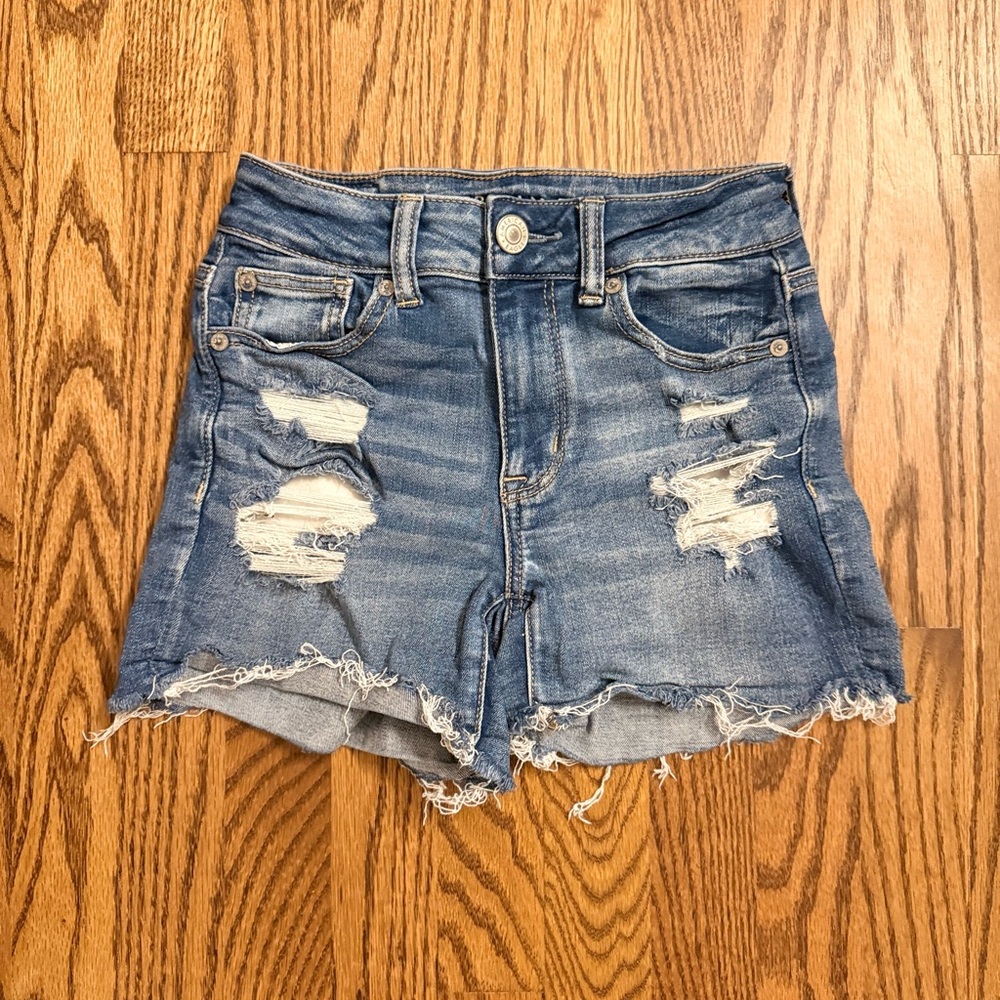 American Eagle Next Level Stretch Distressed Denim Shorts Size 0